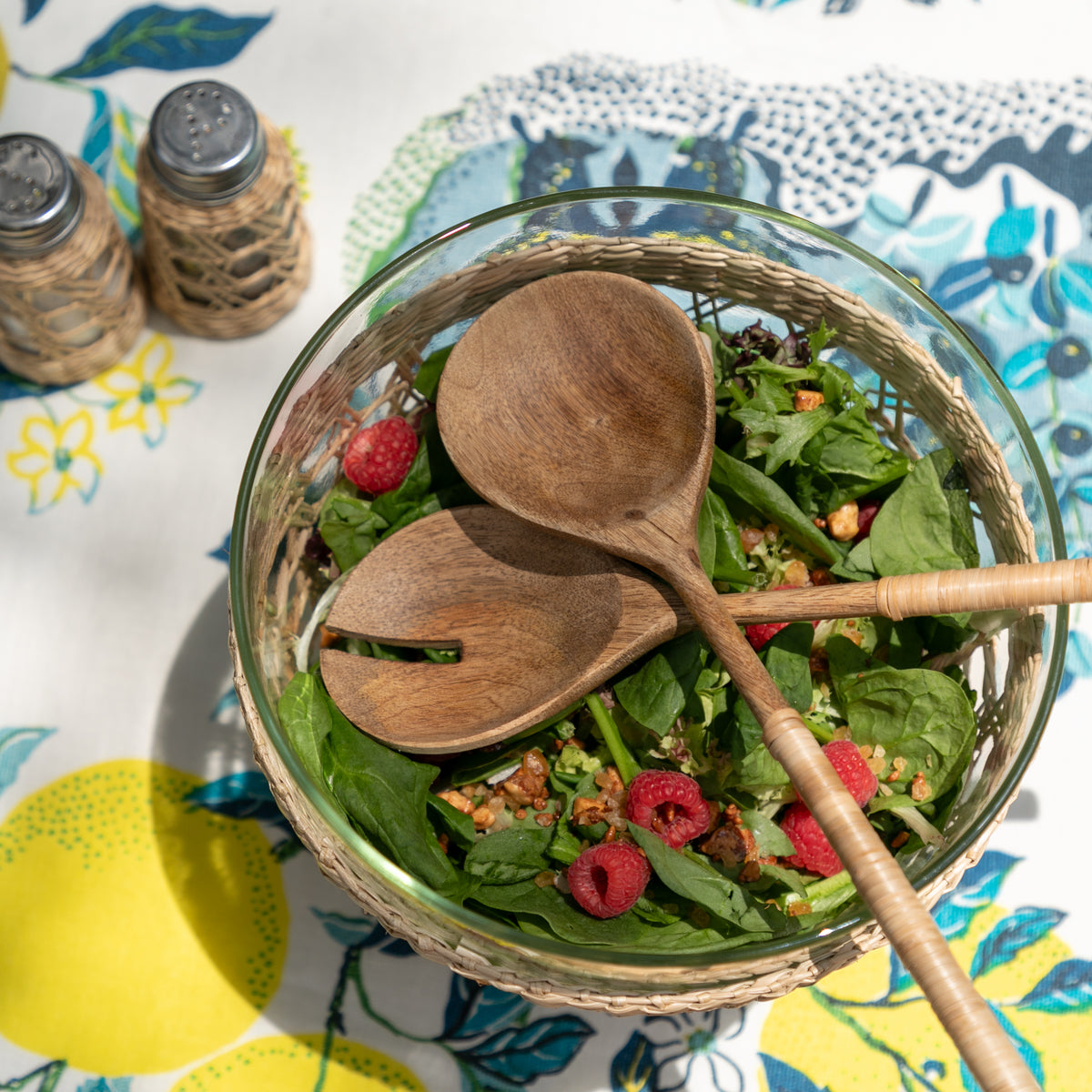 Wood Salad Servers with Bamboo Handles