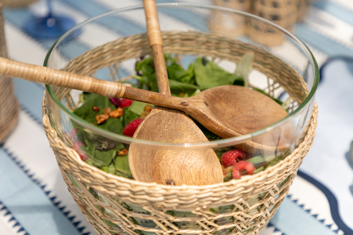 Wood Salad Servers with Bamboo Handles