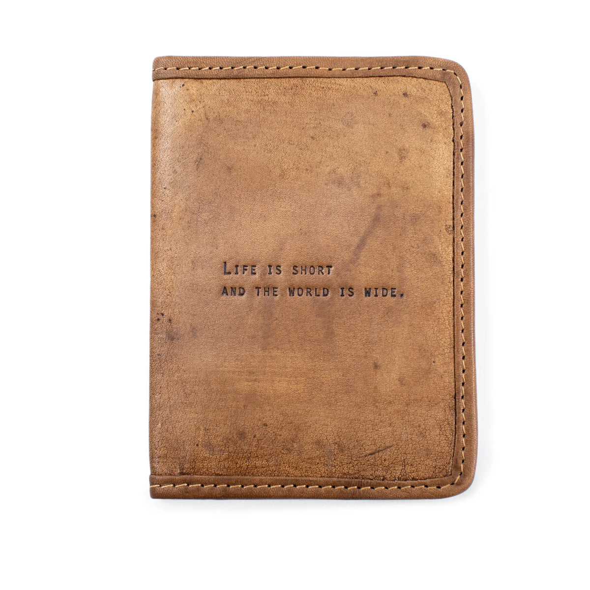 Leather Passport Cover &quot;Life is short&quot;