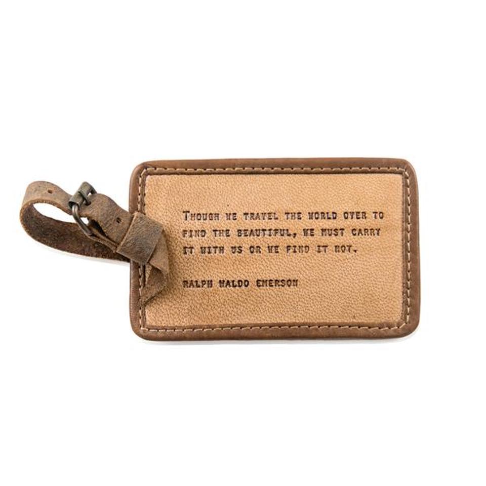 Ralph Waldo Emerson Leather Luggage Tag