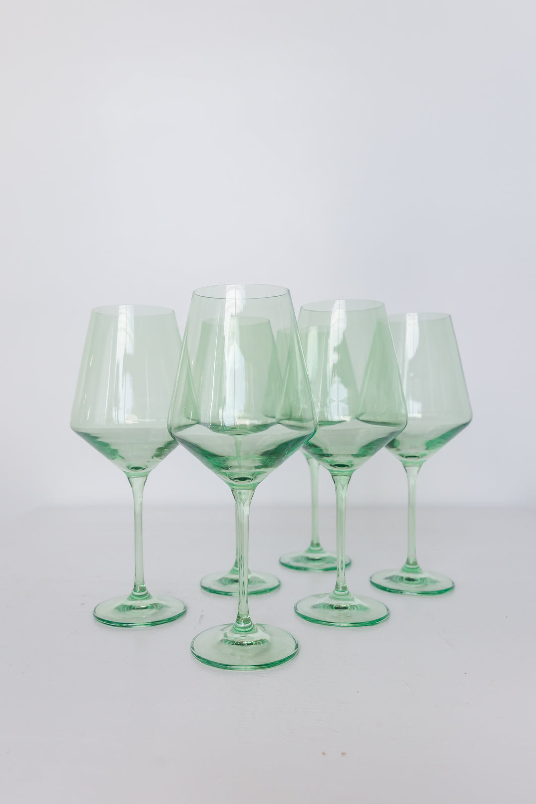 Handblown Green Stemless Wine Glasses, Set of 2