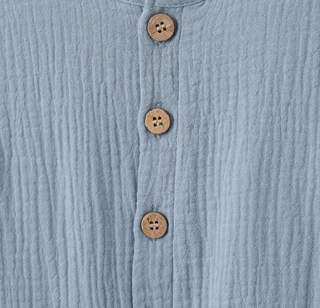 Stone Blue Organic Muslin Sleeveless Jumpsuit