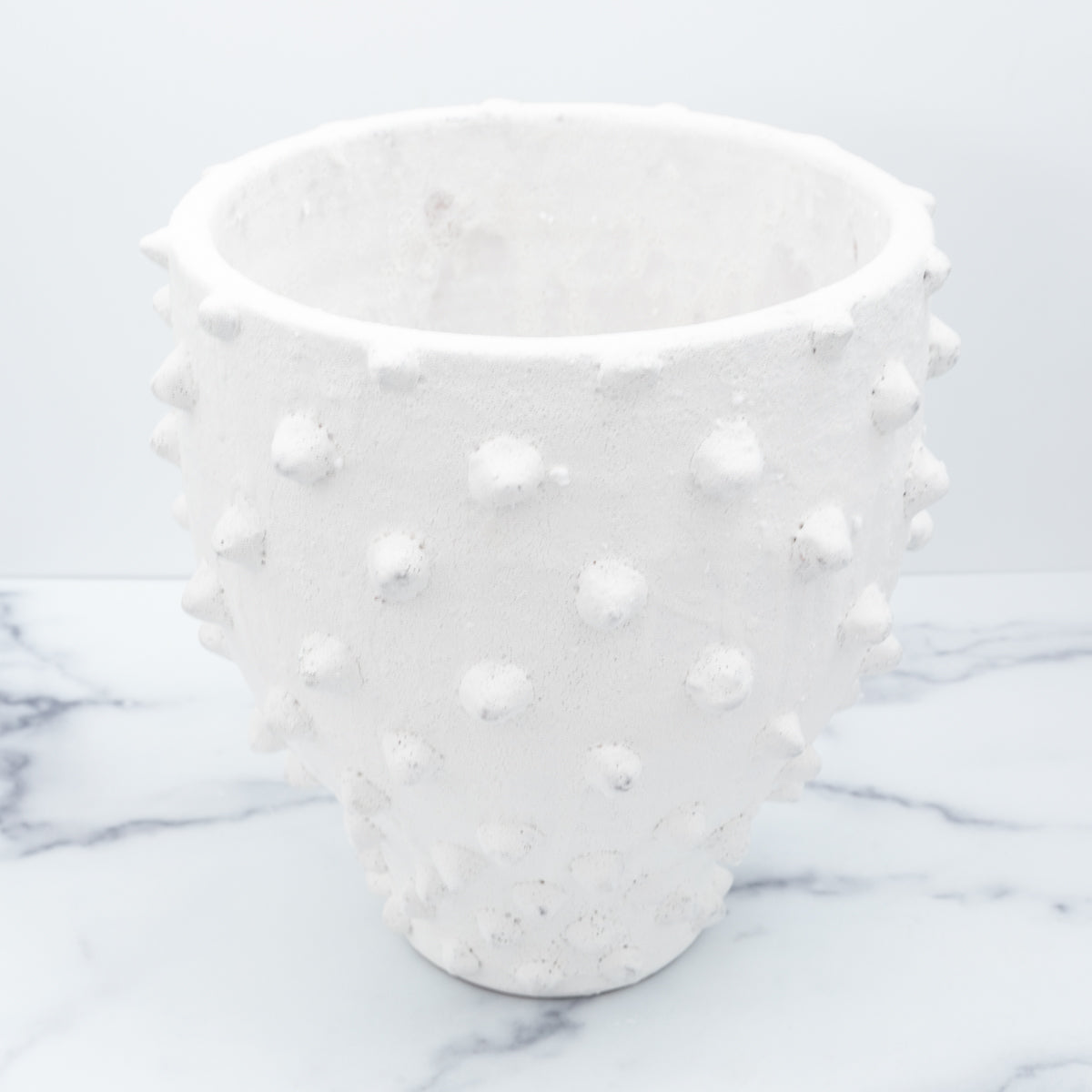 White Terracotta Hobnail Planter