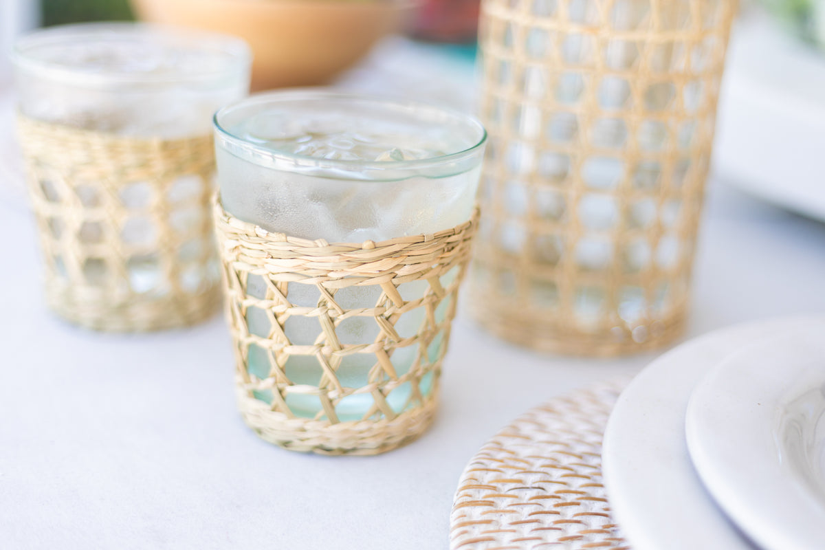 Seagrass Cane Short Glasses (Set of 4)