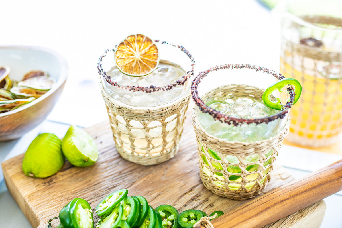 Seagrass Cane Short Glasses (Set of 4)