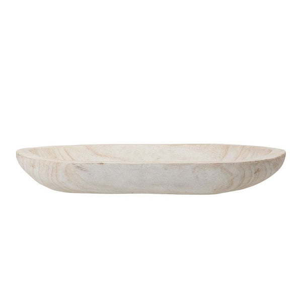 White Enamel & Wood Bowl - Tampa Bay Interiors