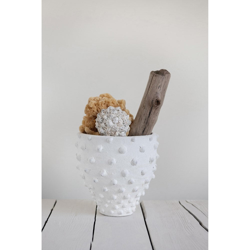 White Terracotta Hobnail Planter