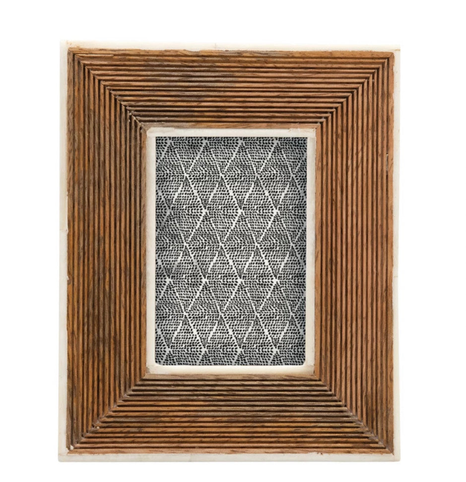 Ribbed Mango Wood &amp; Bone Frame 3x4
