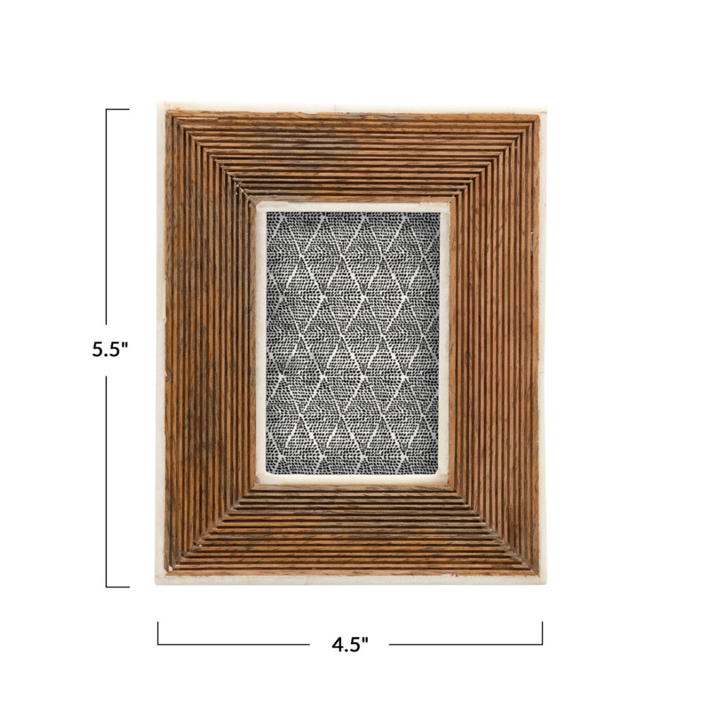 Ribbed Mango Wood &amp; Bone Frame 3x4