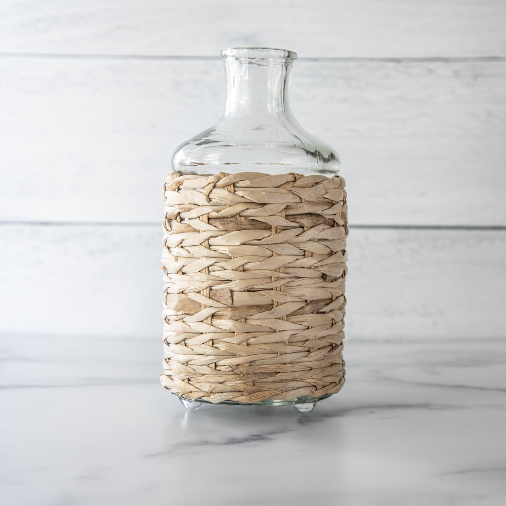 Seagrass Woven Glass Vase