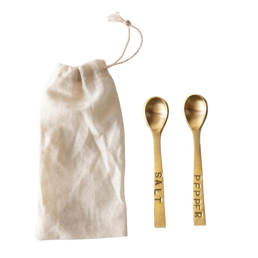 Salt &amp; Pepper Brass Spoon Set