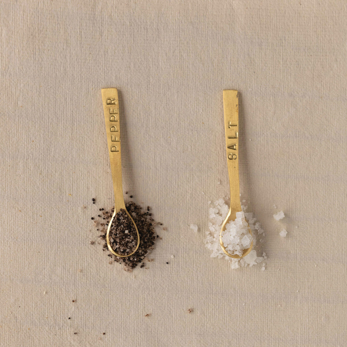 Salt &amp; Pepper Brass Spoon Set