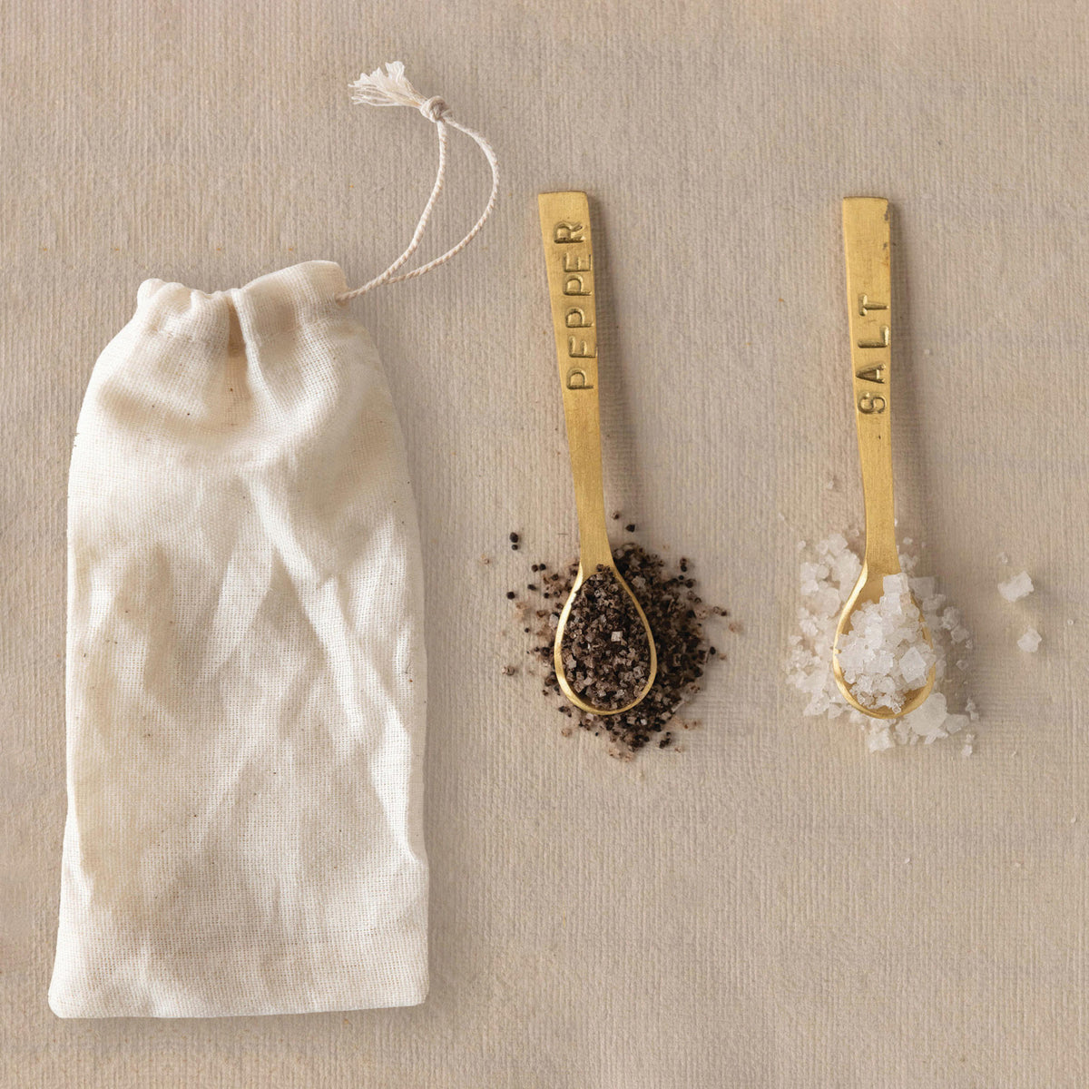 Salt &amp; Pepper Brass Spoon Set